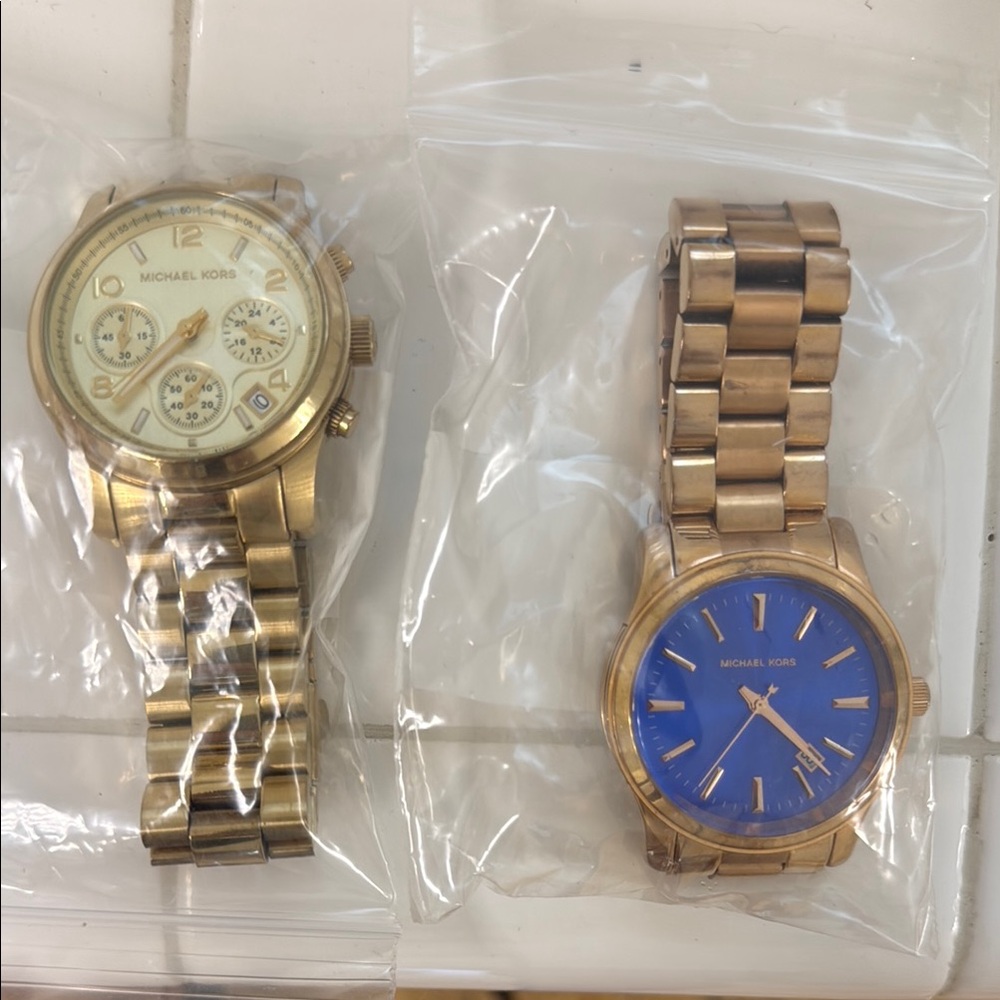 Michael Kors Gold Chronograph and Blue Dial Watches